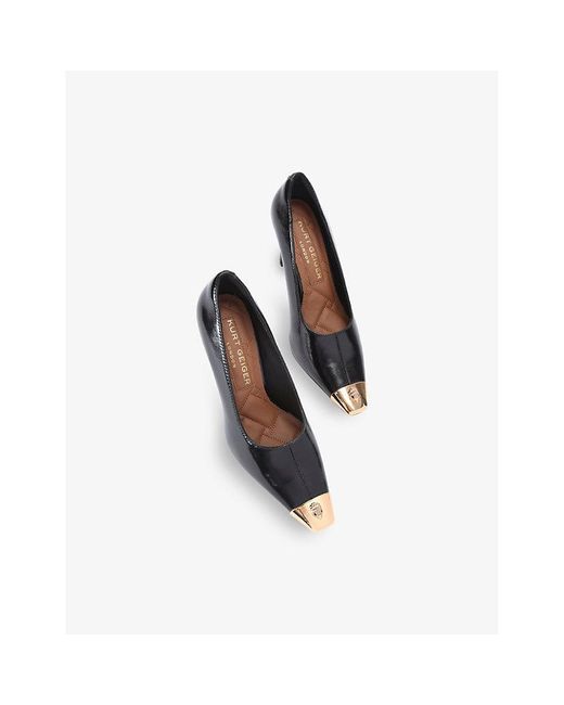 Kurt Geiger Black Regent Toe-Cap Heeled Patent-Leather Courts