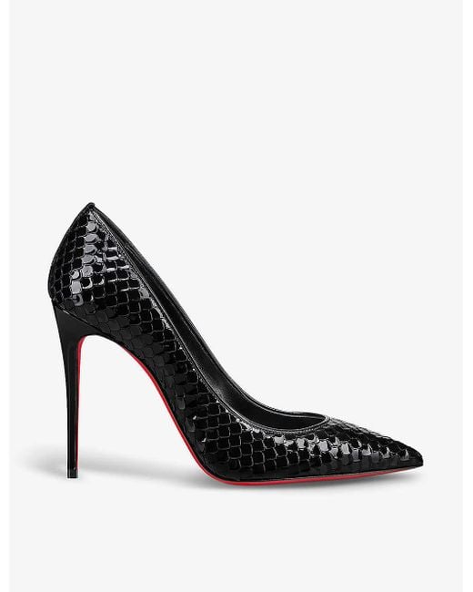 Christian Louboutin Black Kate 100 Pointed-toe Patent-leather Heeled Courts