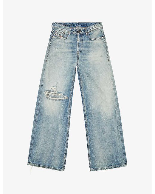 DIESEL Blue 996 D-sire Wide-leg Low-rise Denim Jeans