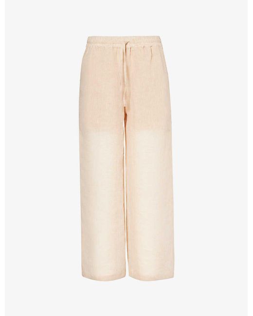 LeKasha White Wide-leg High-rise Linen Trousers