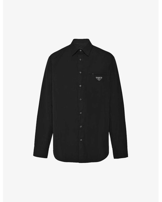 Prada Black Classic-collar Oversized-fit Cotton Shirt for men