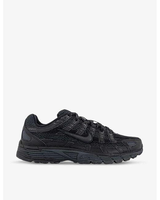 Nike Black P-6000 Chunky-sole Leather And Mesh Low-top Trainers
