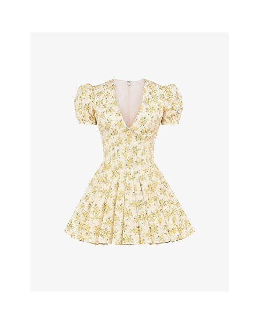 House Of Cb Metallic Imani Floral-Print Stretch-Cotton Mini Dress