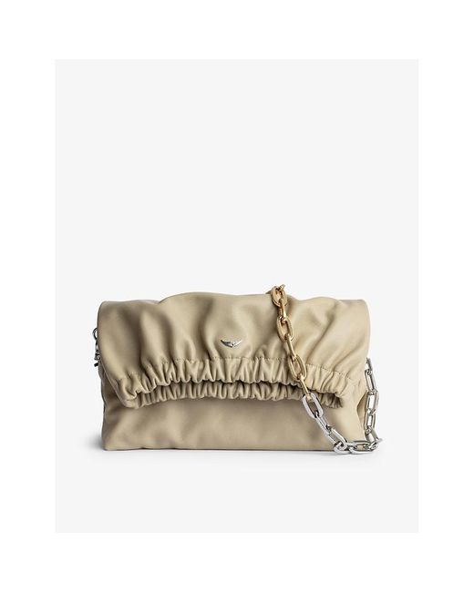 Zadig & Voltaire Natural Rockyssime Gathered Leather Shoulder Bag