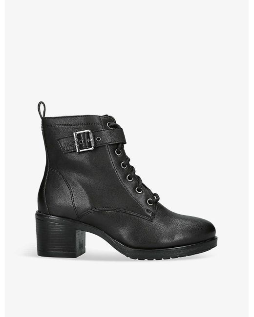 Carvela Kurt Geiger Black Snug Shearling-lined Heeled Leather Ankle Boots