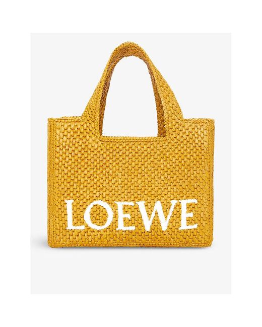Loewe Yellow X Paula's Ibiza Small Raffia Tote Bag