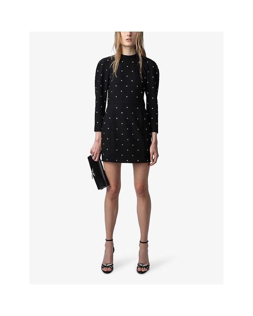 Zadig & Voltaire Blue Racia Crystal-embellished Woven Mini Dress