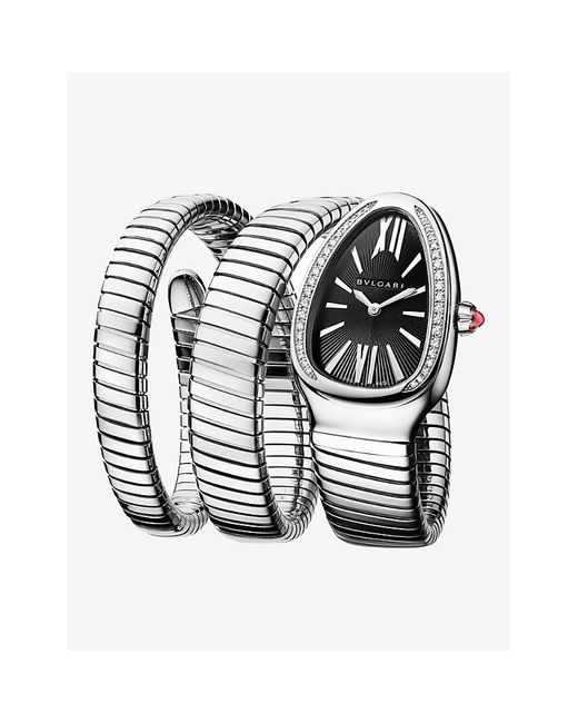 BVLGARI Multicolor Serpenti Tubogas Stainless-Steel And 0.29Ct Diamond Quartz Watch