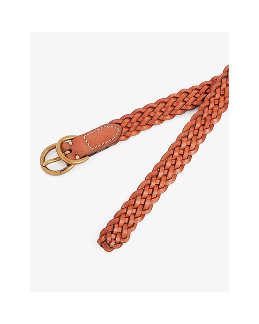Polo Ralph Lauren Red Logo-buckle Braided Leather Belt