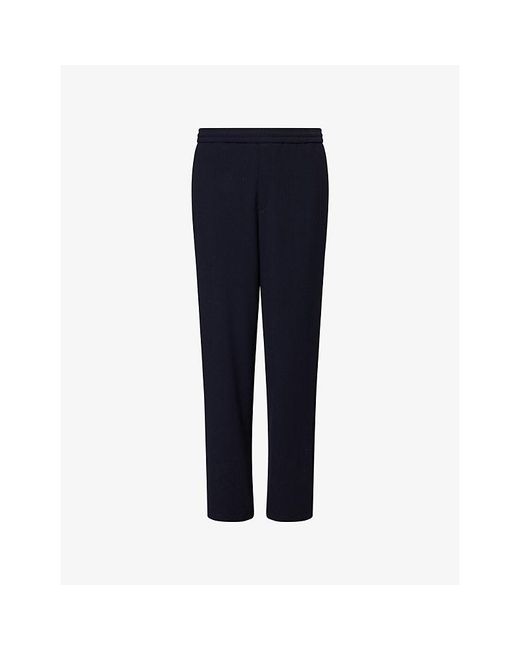Giorgio Armani Blue Elasticated-Waistband Pinstripe Wool-Trousers for men