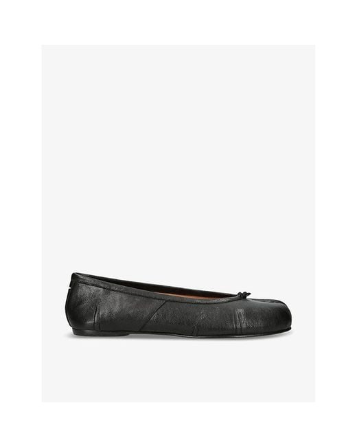 Maison Margiela Black Tabi Split-Toe Leather Ballet Flats