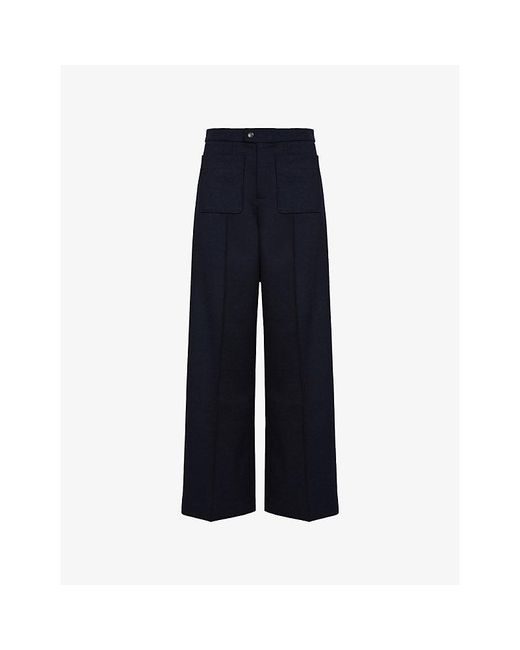 Soeur Blue Harry Flared Straight-Leg High-Rise Stretch-Woven Trousers