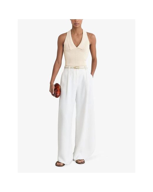 Reiss White Vera Ribbed Knitted Vest Top
