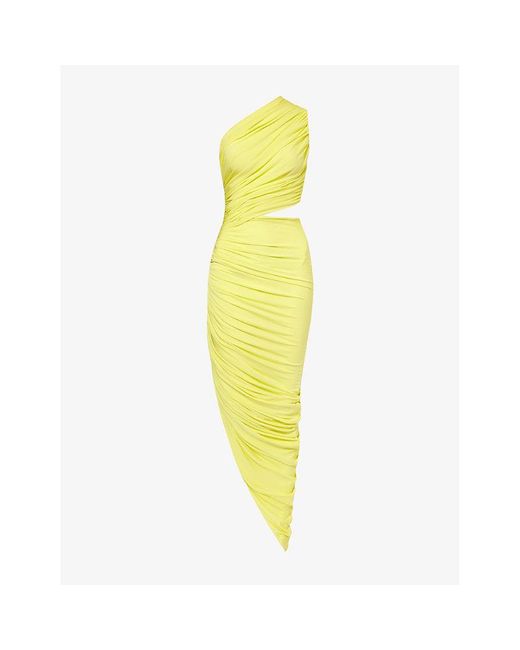 Alaïa Yellow Cut-out Fitted Stretch-woven Midi Dress
