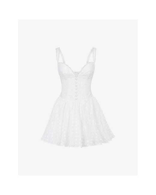 House Of Cb White Brigitte Broderie Corset Cotton Mini Dress