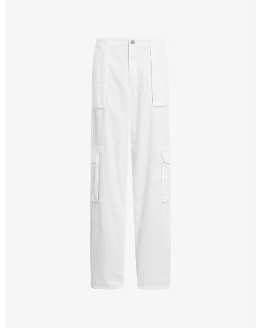 AllSaints White Frieda Straight-leg Mid-rise Cotton-blend Trousers