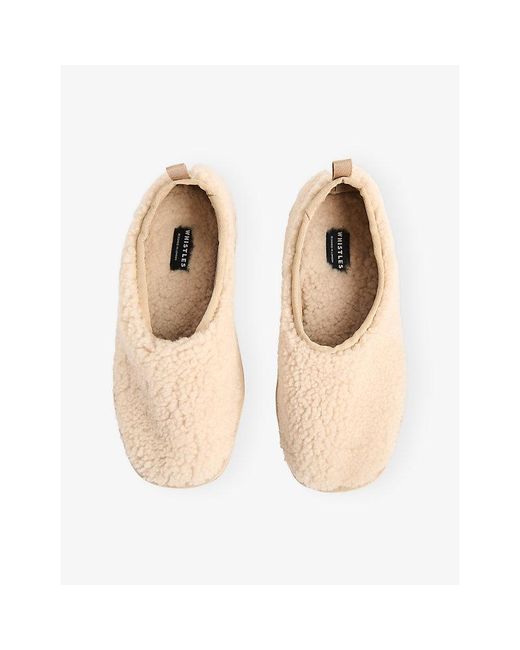 Whistles Natural Shearling Ballet Slippers