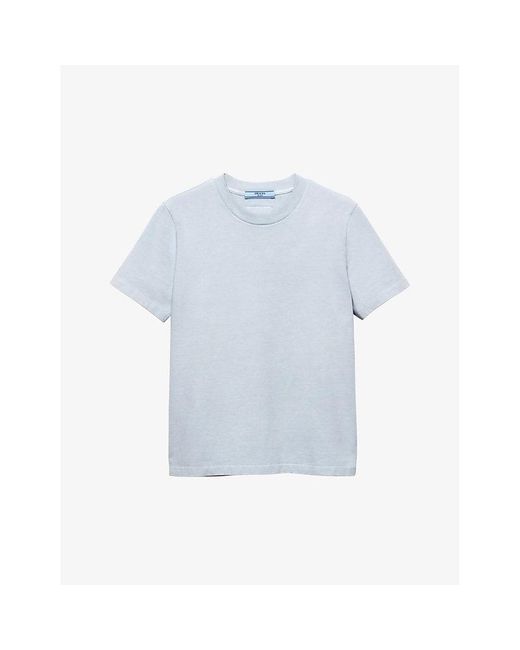 Prada Blue Brand-patch Crewneck Cotton-jersey T-shirt for men