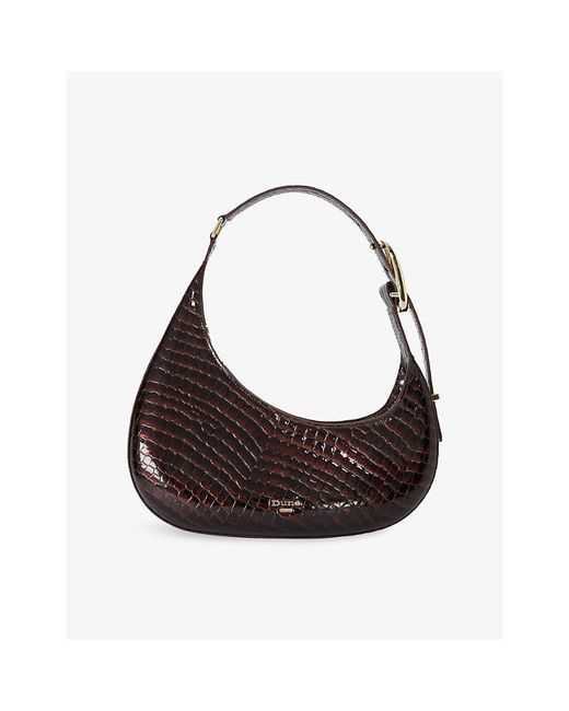 Dune Brown Disarming Mock-Croc Leather Shoulder Bag