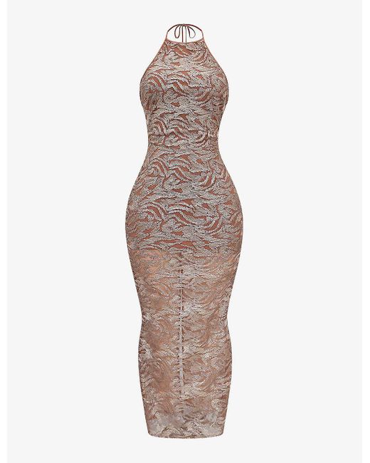 House Of Cb Metallic Giada Sequin-embroidered Woven Maxi Dress