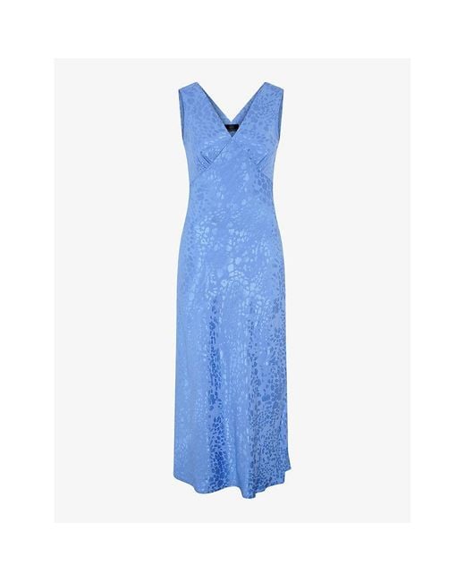 OMNES Blue Iris V-neck Sleeveless Woven Maxi Dress