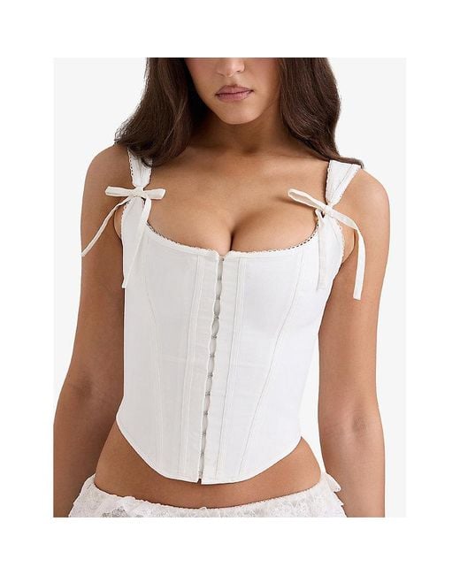 トップス Kikki Corset Top. House of CB House Of Cb Kikki Stretch-Cotton Corset Top in White | Lyst