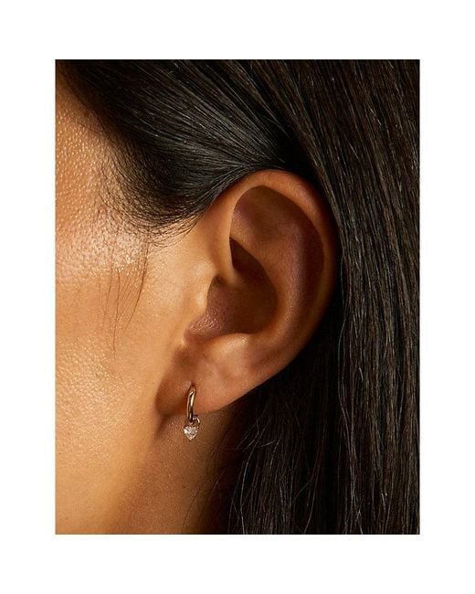 Astrid & Miyu Metallic Heart Charm 18Ct-Plated Sterling- And Pavé-Crystal Huggies