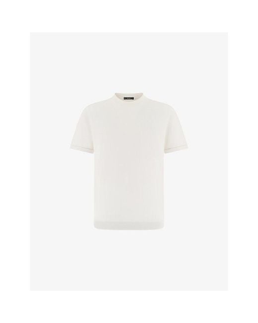 Boggi White Crew-Neck Cotton Crêpe Knit T-Shirt for men