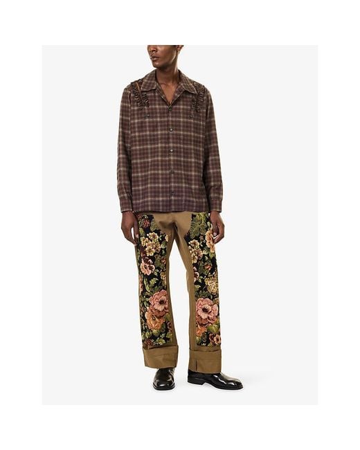 Simone Rocha Brown Ruffled Slash-Shoulder Cotton Shirt for men
