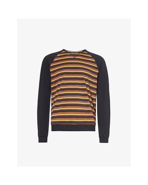 Paul Smith Black Striped Contrast-trim Stretch-cotton Sweatshirt for men