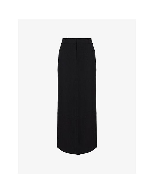 Frankie Shop Black Malvo Long Woven Pencil Skirt