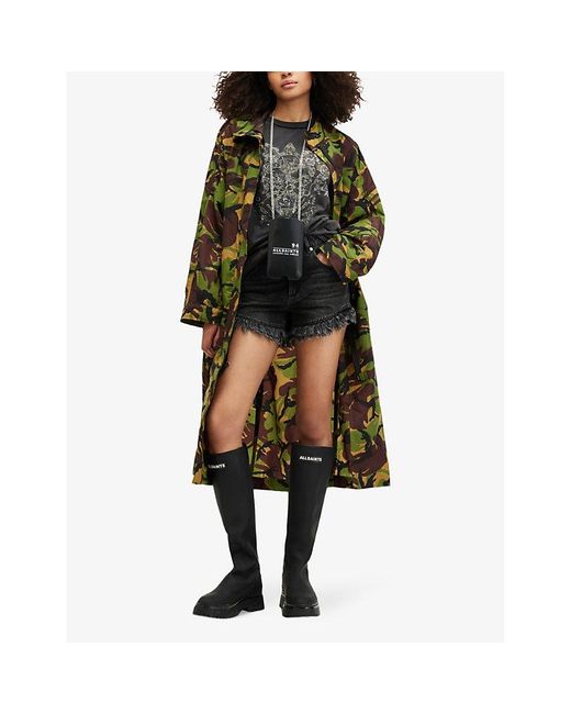 AllSaints Green Daneya Relaxed-fit Camouflage Cotton Parka