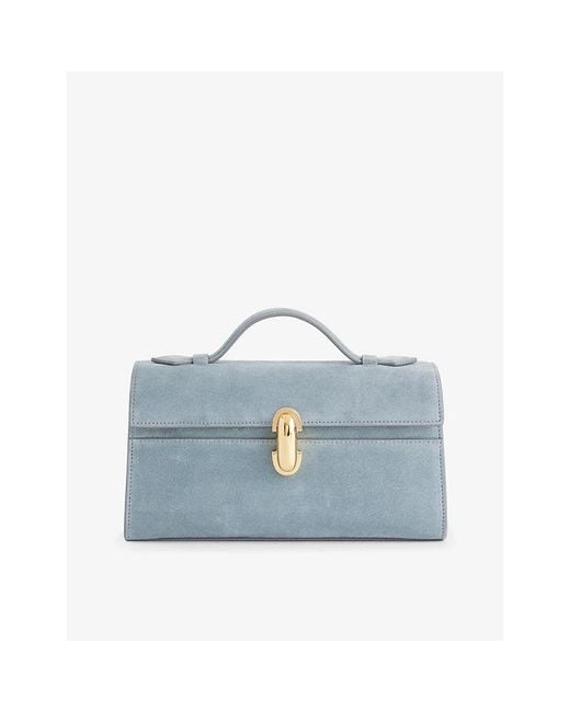 SAVETTE Blue Symmetry Pochette Suede Top-handle Bag