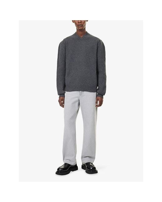 Marni Black V-Neck Rib-Knit Wool-Blend Jumper for men