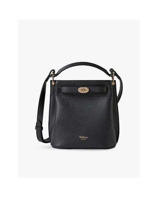 Mulberry Black Mini Islington Grained Leather Bucket Bag
