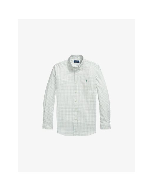 Polo Ralph Lauren White Gingham Logo-Embroidered Cotton Shirt for men
