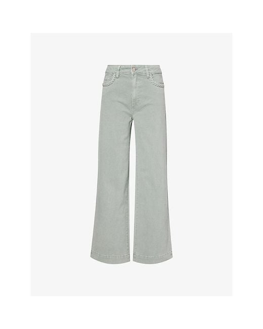 PAIGE Gray Anessa Braided-Pocket Denim Jeans