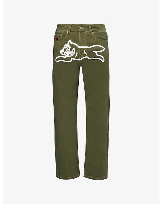 ICECREAM Green Running Dog Denim Jeans for men
