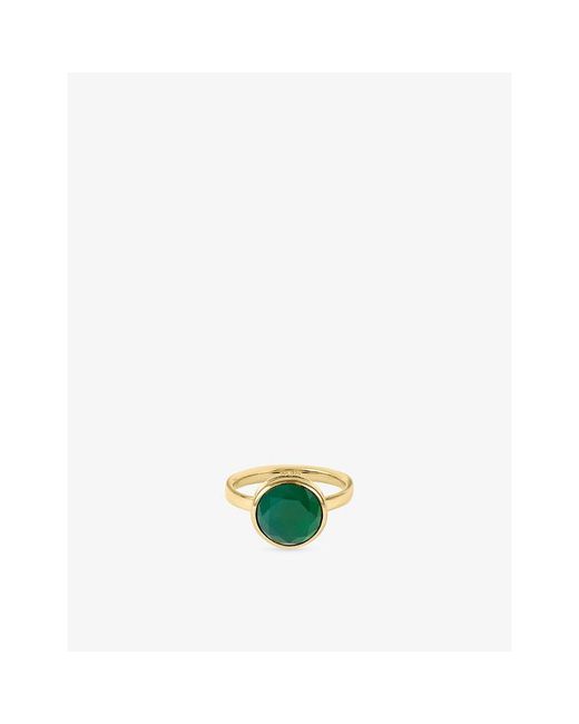 Astley Clarke Green Large Luna 18Ct- Plated Sterling- And Agate Ring