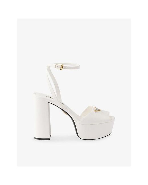 Prada White Nappa Leather Platform Sandals