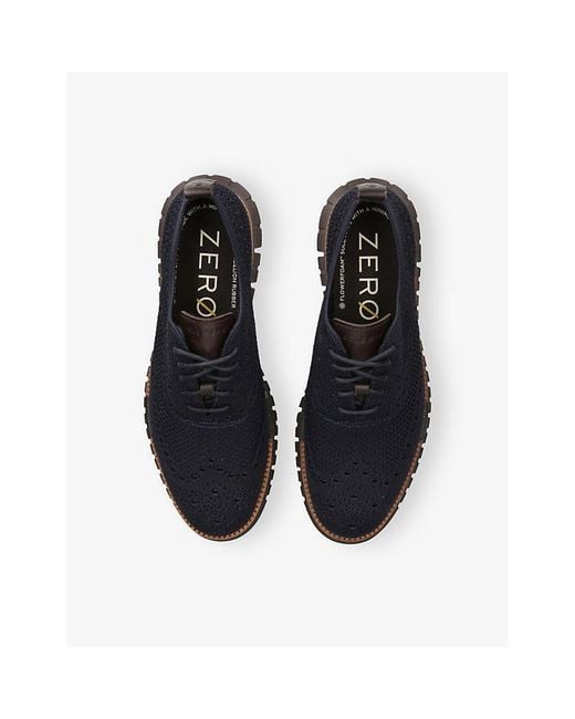 Cole Haan Blue Zerøgrand Wingtip Stitchlite Knitted Oxford Shoes for men