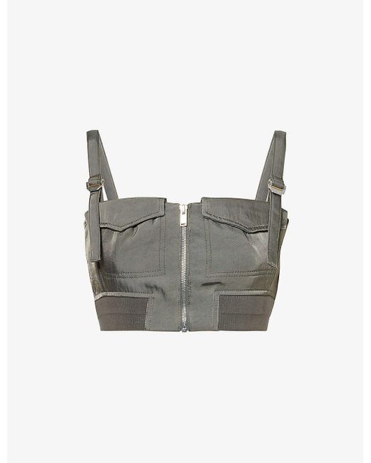 Dion Lee Gray Aviator Square-neck Shell Top