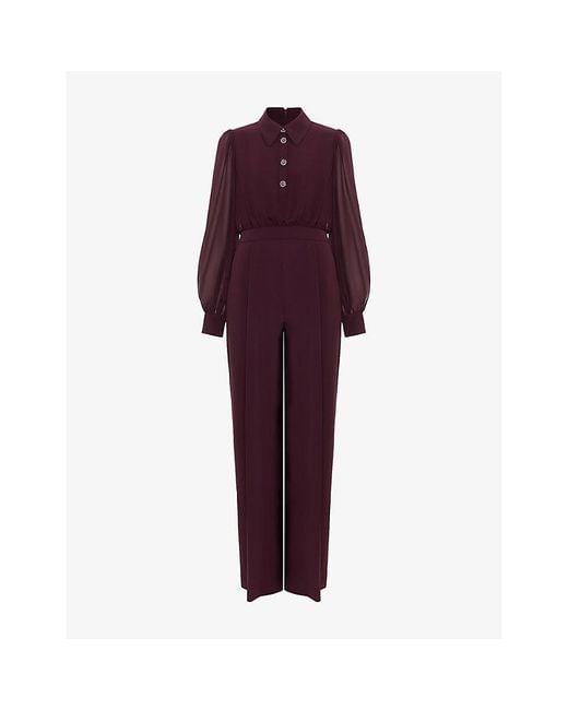 Phase Eight Purple Petite Emily Wide-Leg Woven Jumpsuit