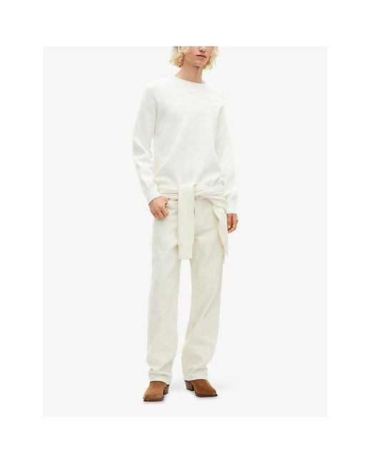 The Kooples White Crewneck Regular-Fit Stretch Wool And Cotton-Blend Jumper for men