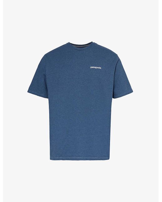 Patagonia Blue P-6 Logo Responsibili-tee Recycled Cotton And Recycled Polyester-blend T-shirt for men