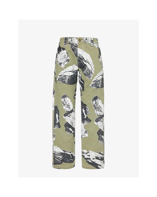 Market Green Talus Graphic-print Cotton Trousers for men