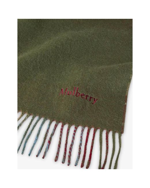 Mulberry Green Heritage Check Reversible Wool Scarf