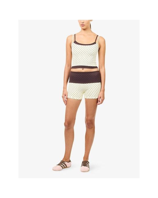 BO+TEE Natural Polka-Dot Logo Stretch-Jersey Shorts