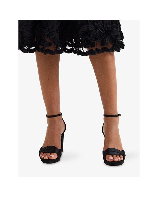 Phase Eight Black Crossover-Strap Satin Heeled Sandals
