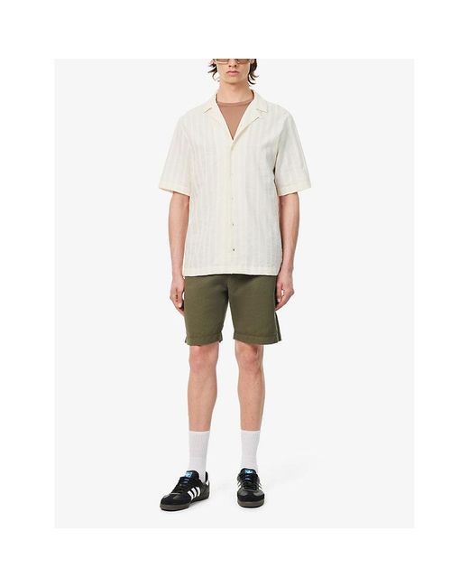 Sunspel White Stripe-pattern Boxy-fit Cotton Shirt for men